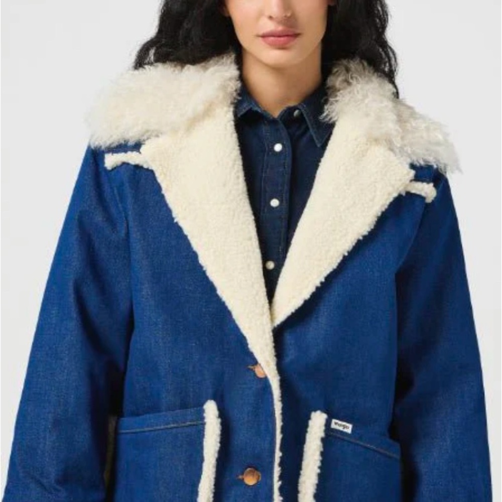 Wrangler Wrange long denim Sherpa coat western wear